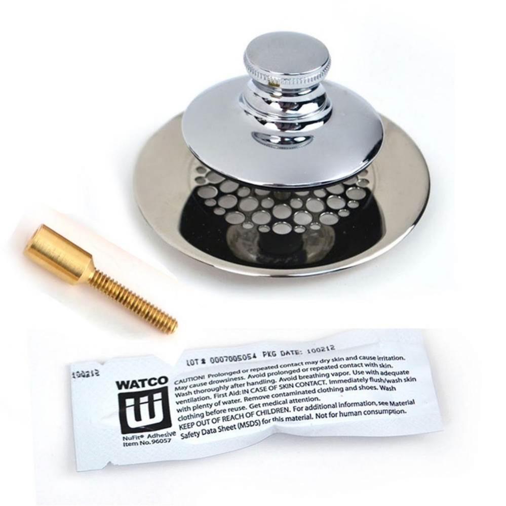 Universal Nufit Pp Tub Closure - Silicone Chrome Plated Grid Strainer No.10-24 Adapter Pin Brass