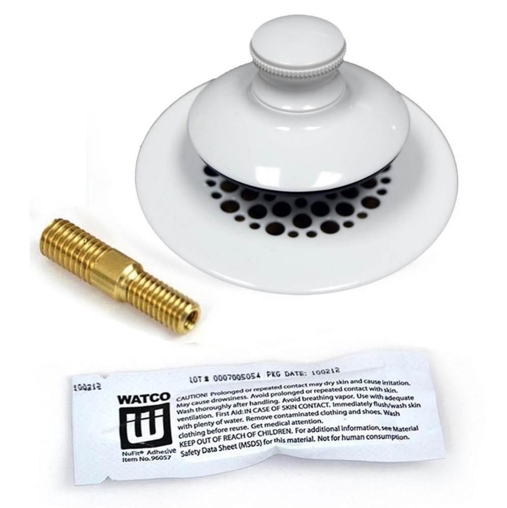 Universal Nufit Pp Tub Closure - Silicone Chrome Plated Grid Strainer 3/8-5/16 Adapter Pin Brass C