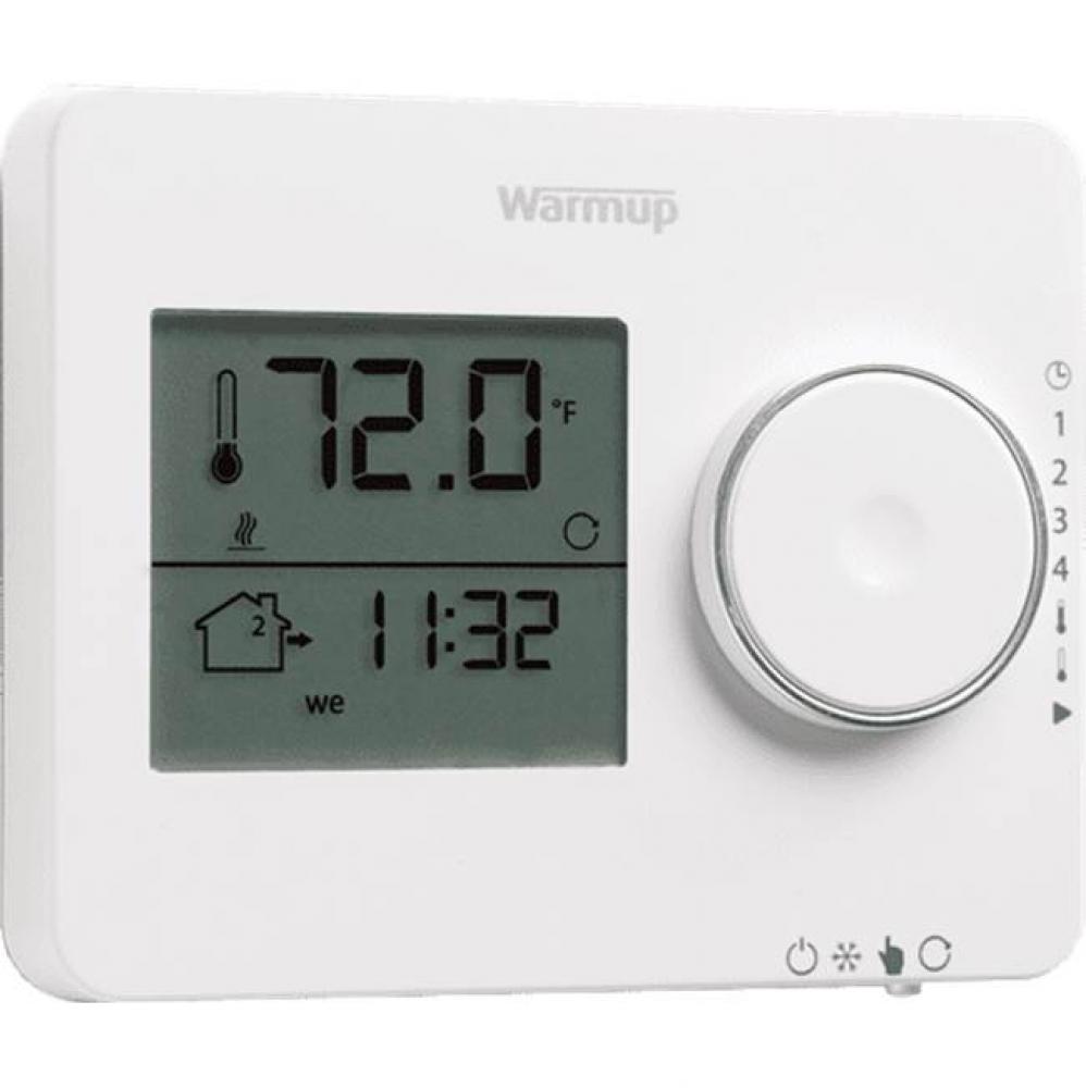 Warmup Tempo Thermostat, 120V/240V with sensor probe and instructions. Cloud White.