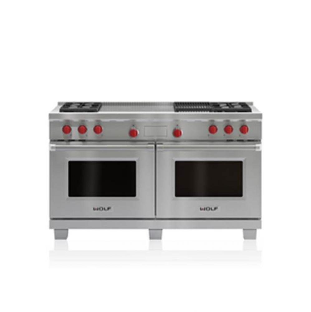 60'' DUAL FUEL, 4 BURNER, CHAR & FRENCH TOP,