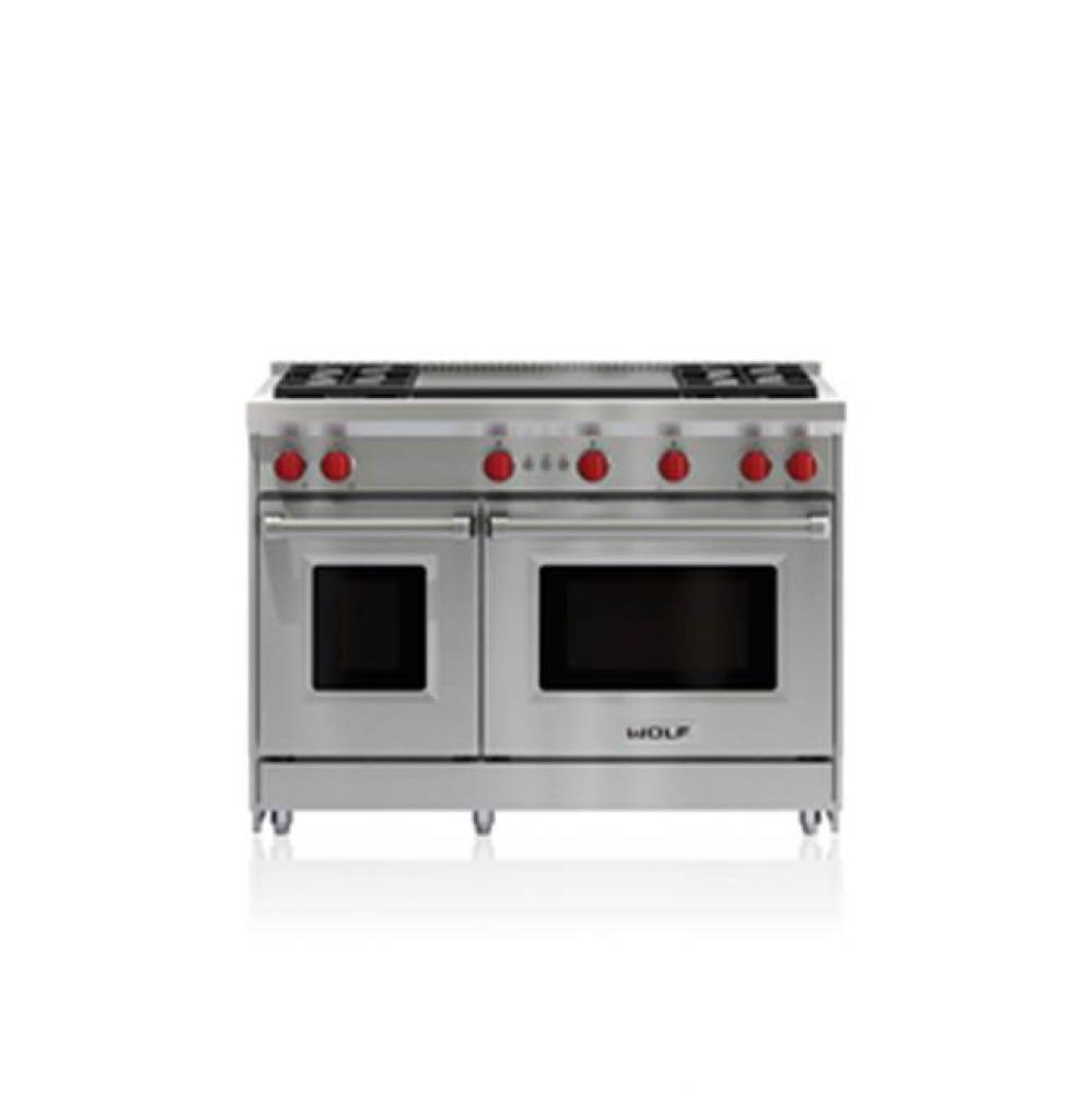 48'' Gas Range, 4 Burner, Double Griddle, Lp