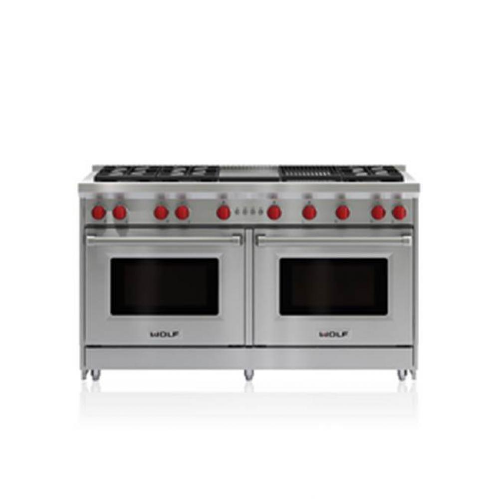 60'' Gas Range, 6 Burner, Char & Griddle, Lp