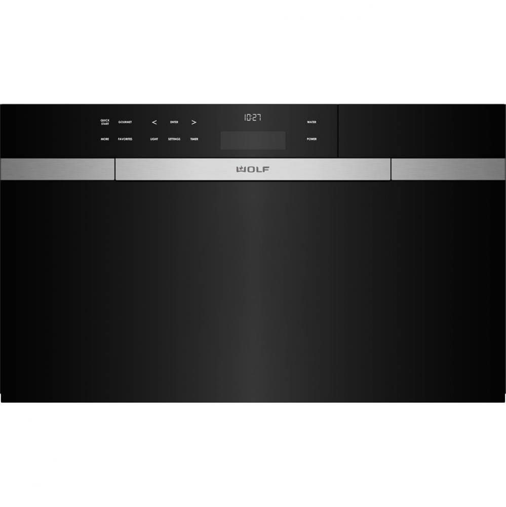 30? M Series Contemporary Black Glass Convection Steam Oven