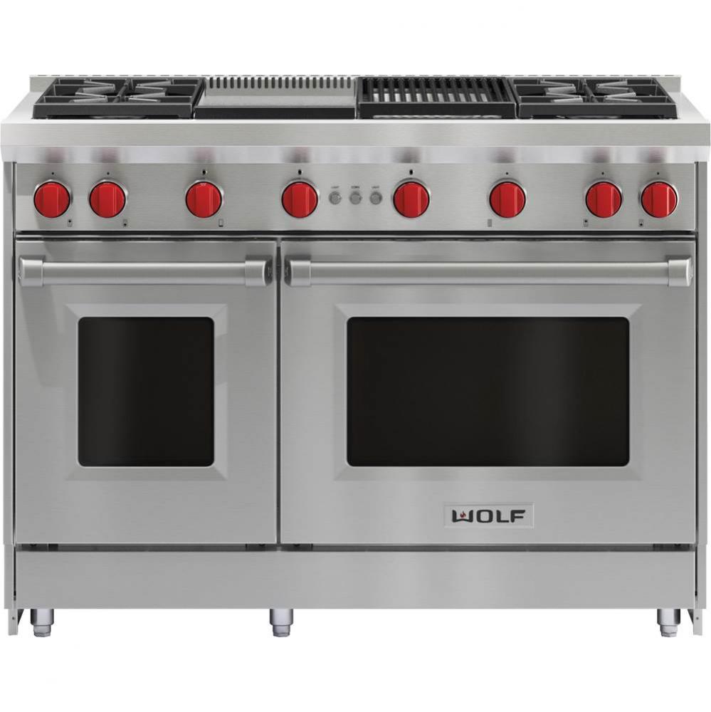 48'' Gas Range, 4 Burner, Char & Griddle, Ng