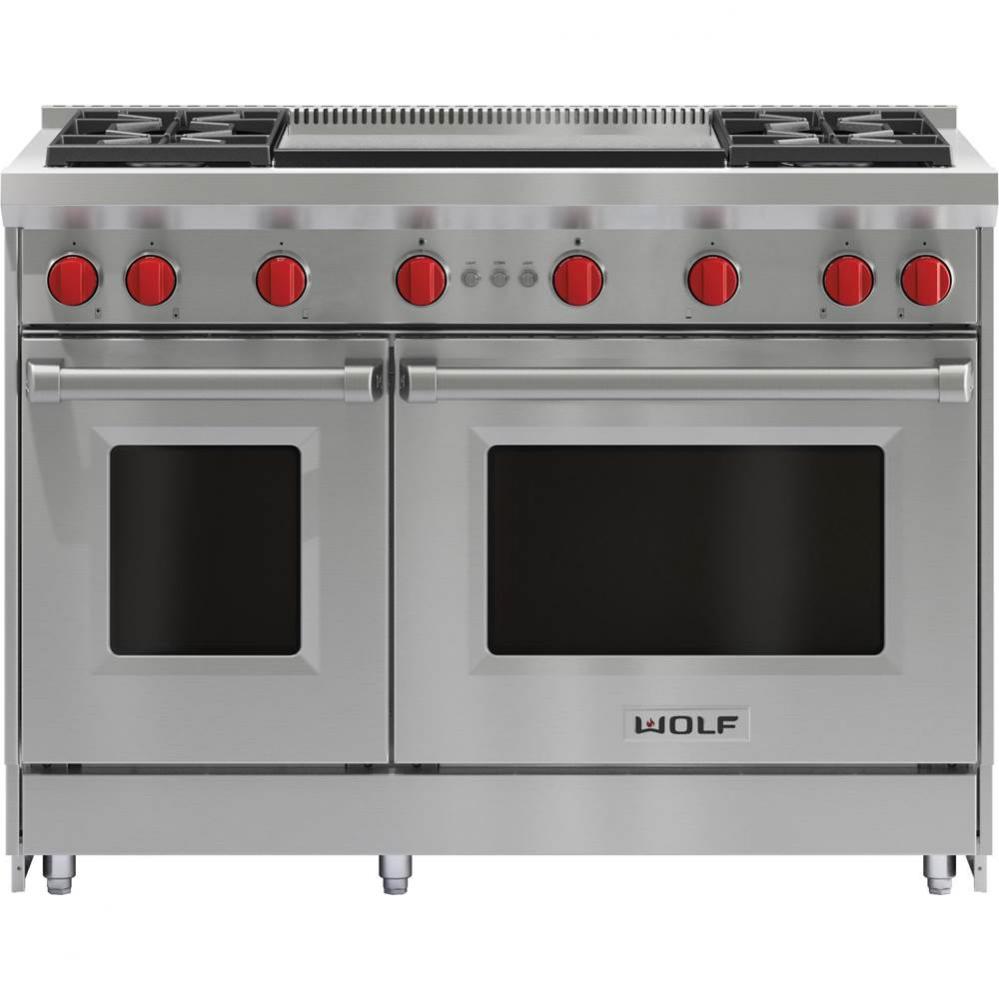 48'' Gas Range, 4 Burner, Double Griddle, Ng