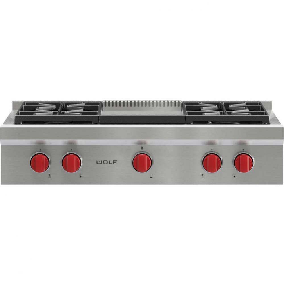 36'' Sealed Burner Rangetop, 4 Burner, Griddle, Ng