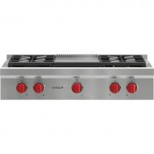 Wolf SRT364G - 36'' Sealed Burner Rangetop, 4 Burner, Griddle, Ng