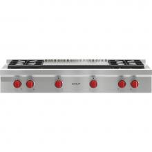 Wolf SRT484DG - 48'' Sealed Burner Rangetop, 4 Burner, Double Griddle, Ng