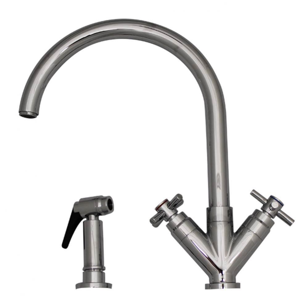 Luxe plus  Dual Handle Faucet with Gooseneck Swivel Spout, ''V'' Cross Style H