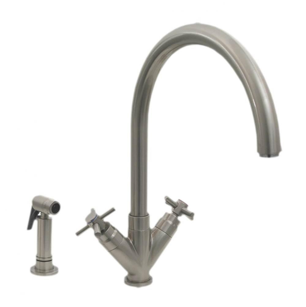 Luxe plus  Dual Handle Faucet with Gooseneck Swivel Spout, ''V'' Cross Style H