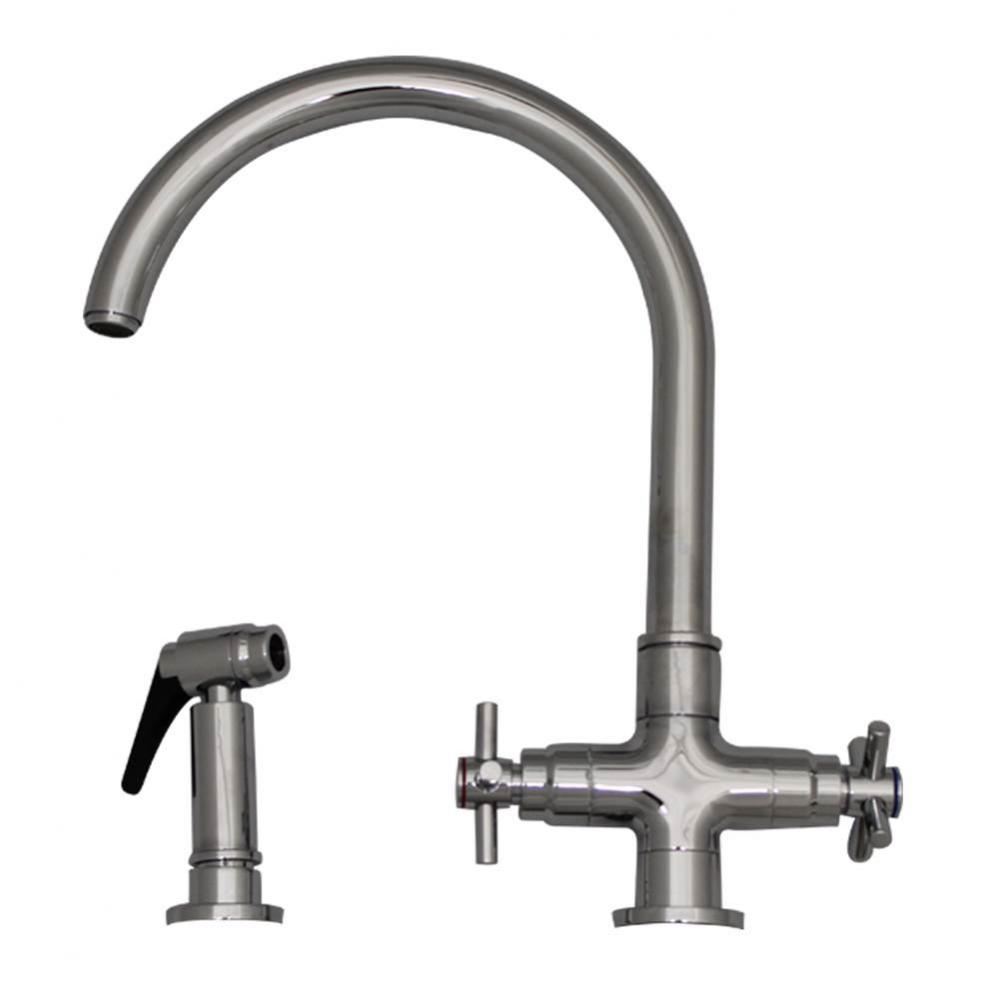 Luxe plus  Dual Handle Faucet with Gooseneck Swivel Spout, Cross Style Handles and Solid Brass Sid