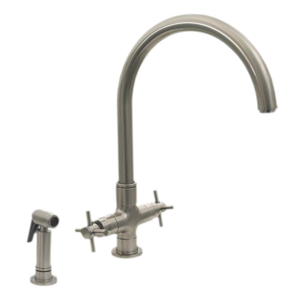 Luxe plus  Dual Handle Faucet with Gooseneck Swivel Spout, Cross Style Handles and Solid Brass Sid