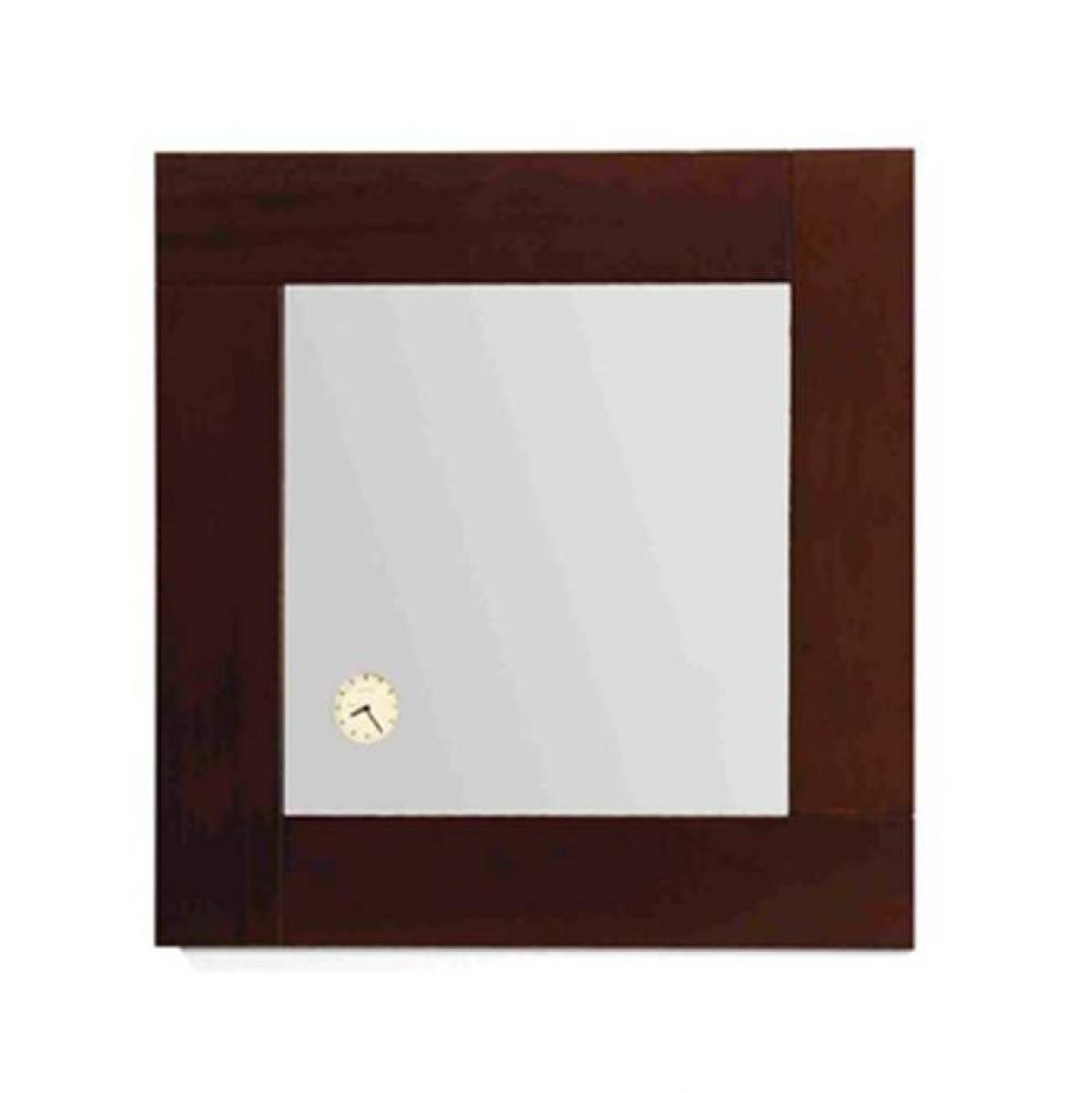 Antonio Miro Square Mirror with Iroko Wood Frame and Built-in Clock