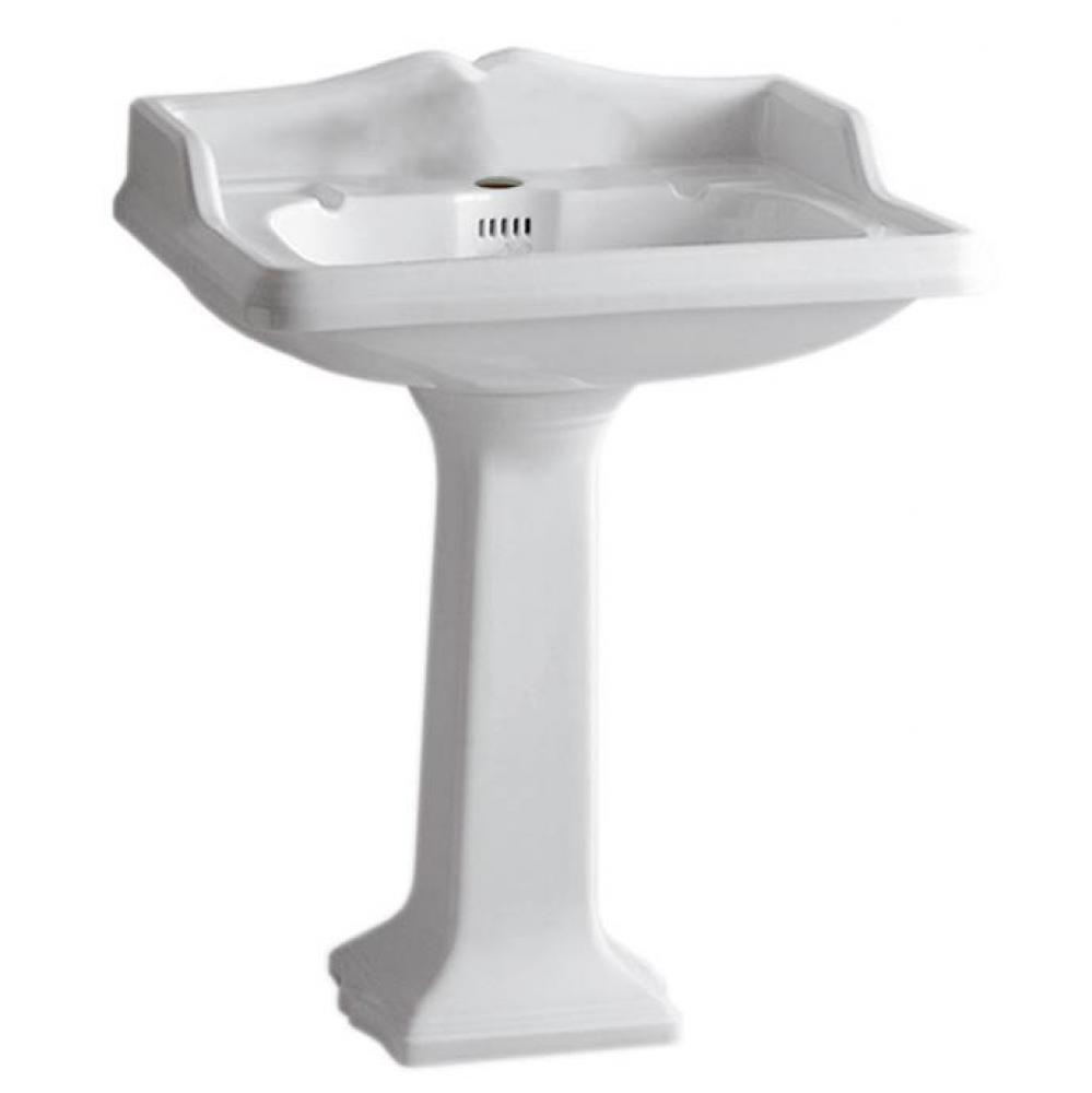 Pedestal w/an Integrated large Rectangular Bowl, Single Hole Faucet Drilling, Backsplash, Dual Soa