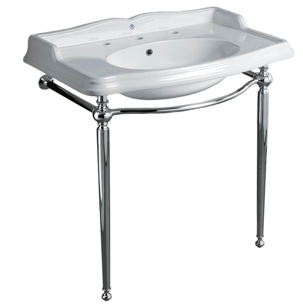 Britannia Large Rectangular Sink Console with Front Towel Bar and Widespread Faucet Hole Drill