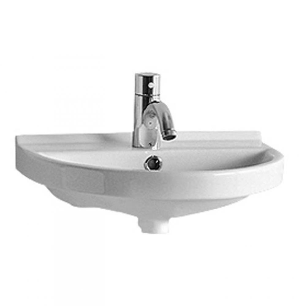 Isabella Collection Small U-Shaped Wall Mount Basin  with Chrome Overflow and Rear Center Drain