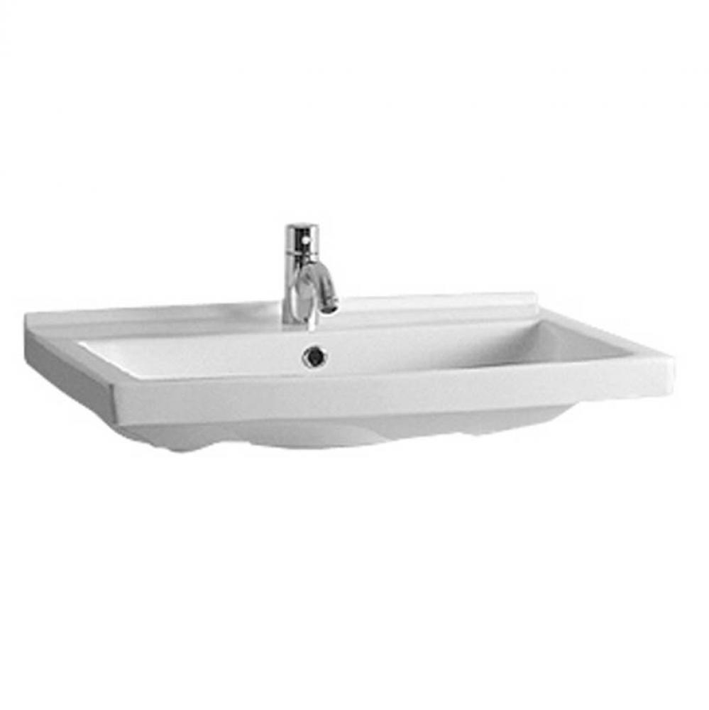 Isabella Collection Rectangular Wall Mount Bath Basin with Single Hole Faucet Drilling, Chrome Ove