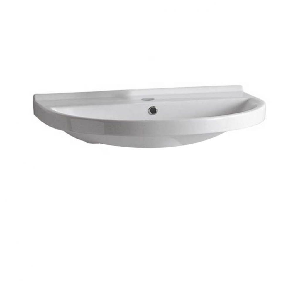 Isabella Collection Large U-Shaped Wall Mount Bathroom Basin with Single Hole Faucet Drilling, Chr