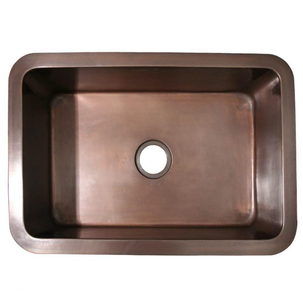 Copperhaus Rectangular Undermount Sink with a Smooth Texture and 3 1/2'' Center Drain