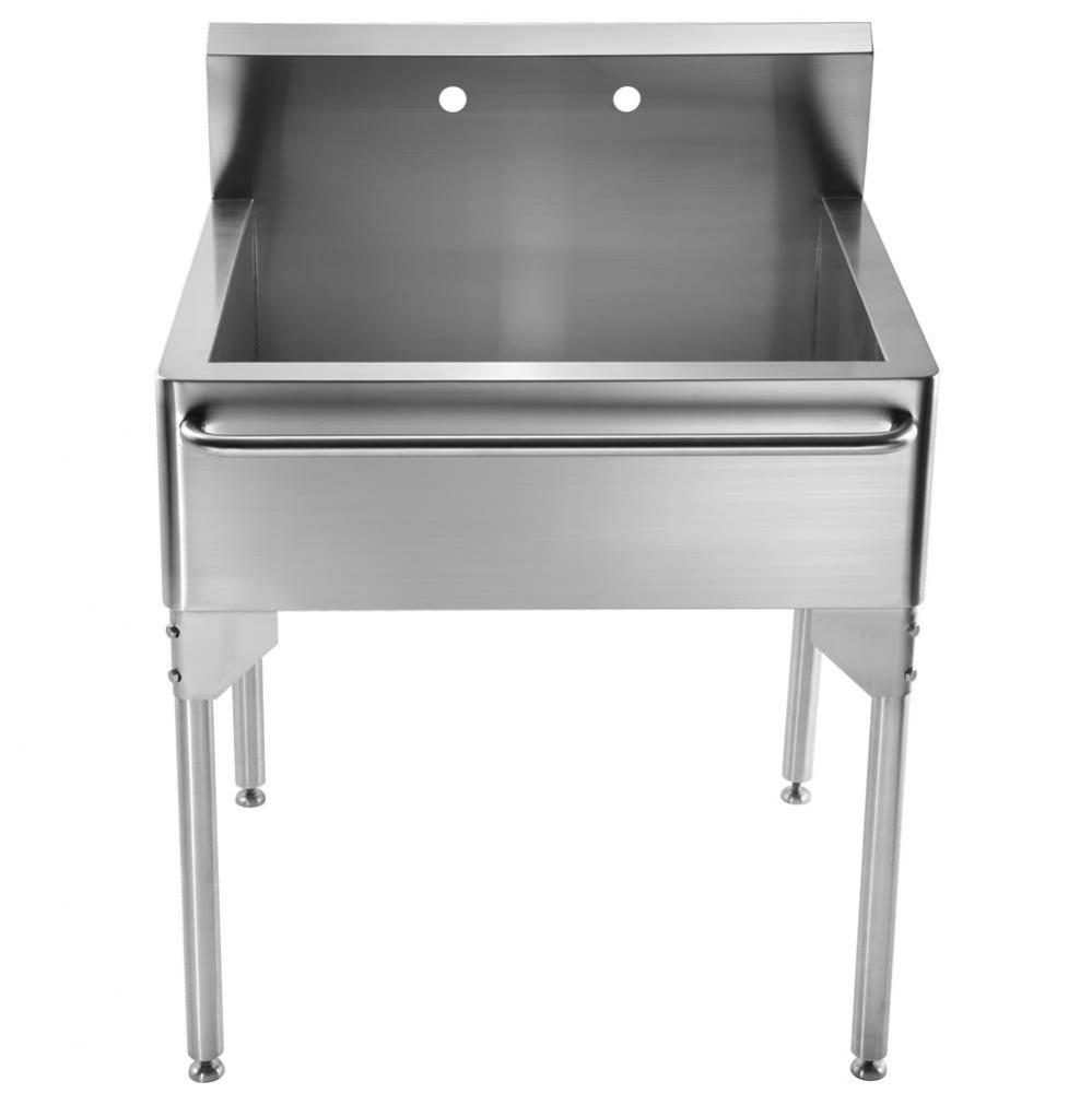 Pearlhaus Brushed Stainless Steel Single Bowl Commerical Freestanding Utility Sink with Towel Bar