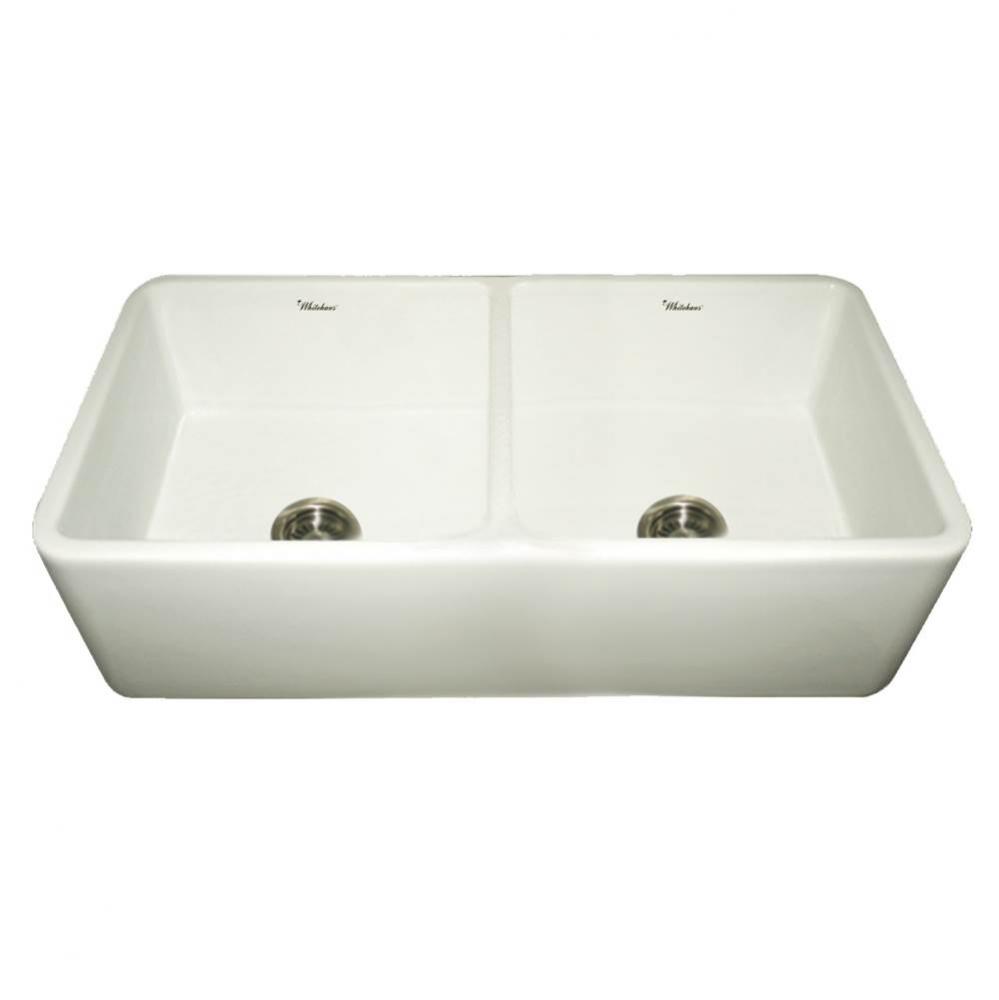 Farmhaus Fireclay Duet Series Reversible Sink with Smooth Front Apron