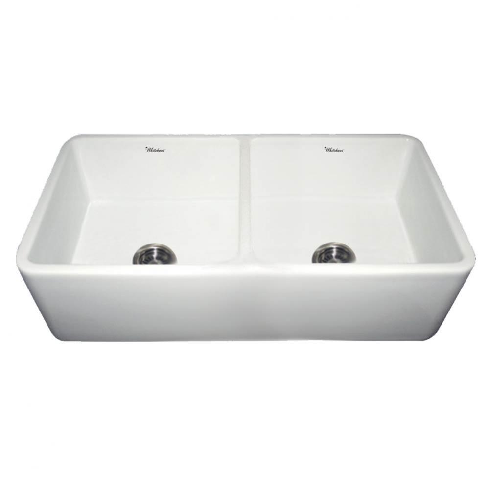 Farmhaus Fireclay Duet Series Reversible Sink with Smooth Front Apron