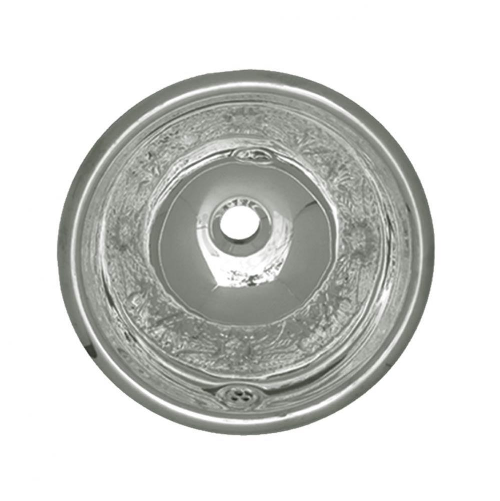 Decorative Round Floral Pattern Drop-in Basin with Overflow and a  1 1/4'' Center D