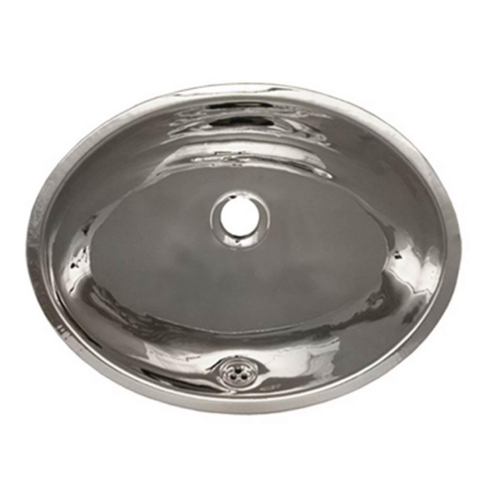 Decorative Smooth Oval Undermount Basin with Overflow and a 1 1/4'' Center Drain