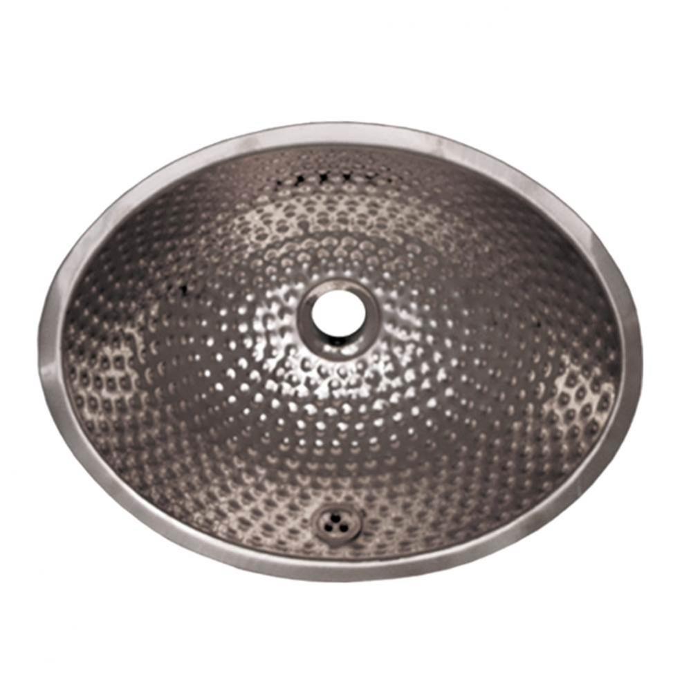 Decorative Oval Ball Pein Hammered Textured Undermount Basin with Overflow and a 1 1/4''