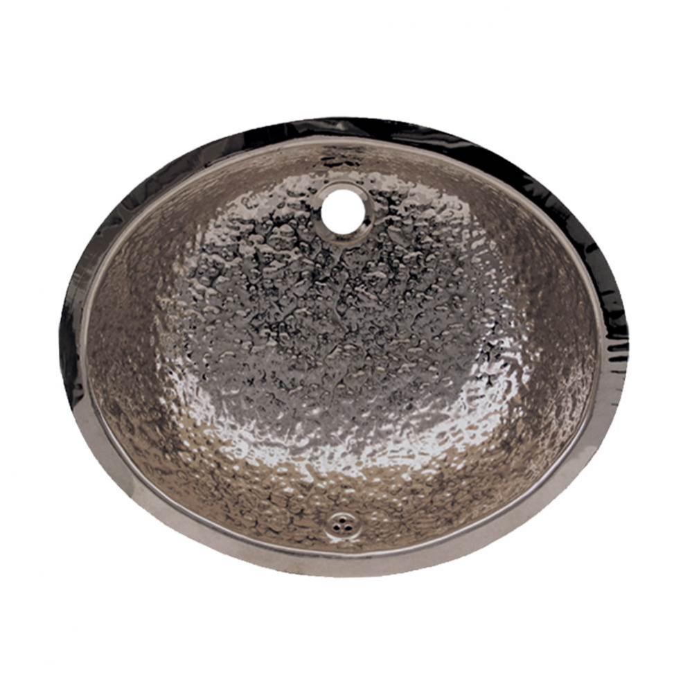 Decorative Oval Hammered Textured Undermount Basin with Overflow and a 1 1/4'' Rear Cent