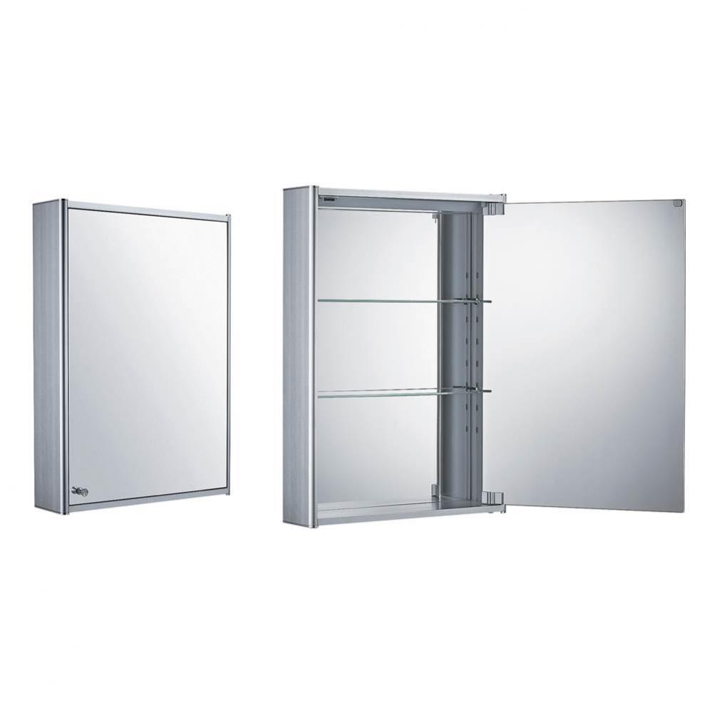 Medicinehaus Single Mirrored Door Anodized Aluminum Medicine Cabinet