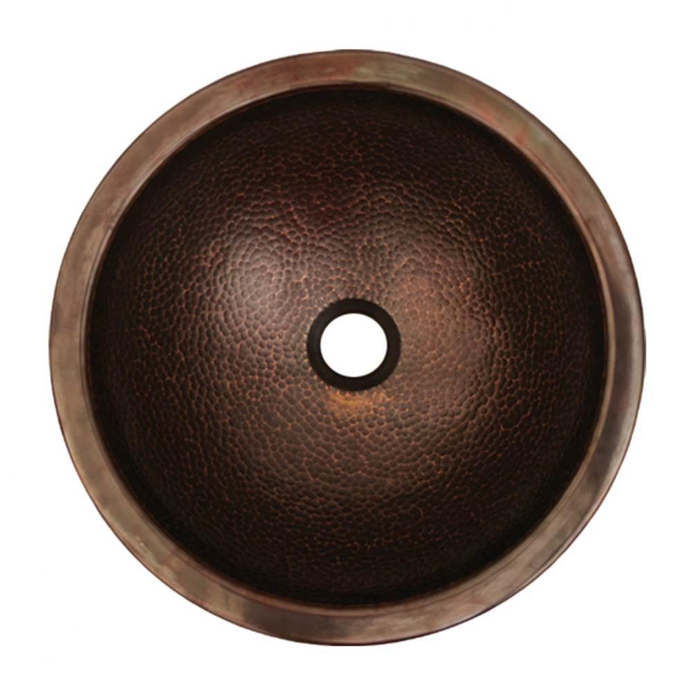 Copperhaus Round Drop-in/Undermount Copper basin with a Hammered Texture  and 1 1/2'' Ce