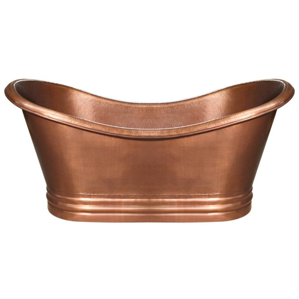 Bathhaus Copper Freestanding Handmade Double Ended Bathtub with Hammered Exterior, Lightly Hammere