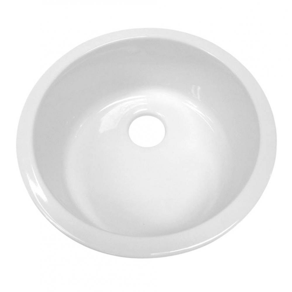 Elementhaus Fireclay Circular Drop In/Undermount Sink with 3 1/2''  Rear Center Dra