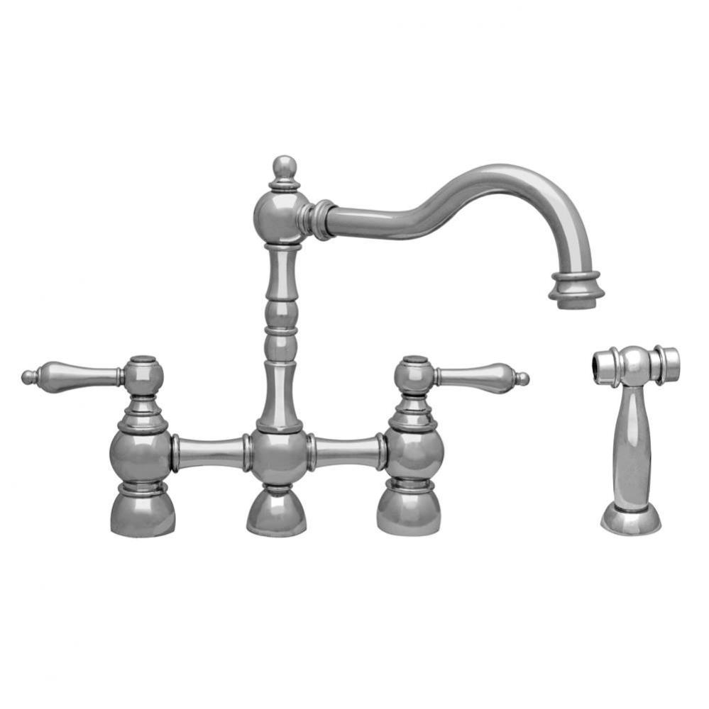 Englishhaus Bridge Faucet with Long Traditional Swivel Spout, Solid Lever Handles and Solid Brass