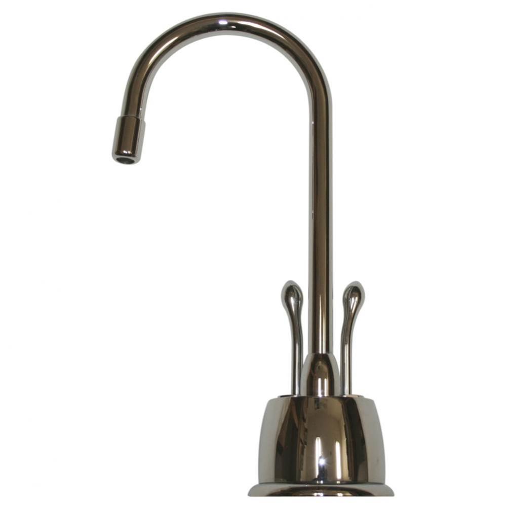 Point of Use Instant Hot/Cold Water Faucet with Gooseneck Spout and Self Closing Hot Water Handle