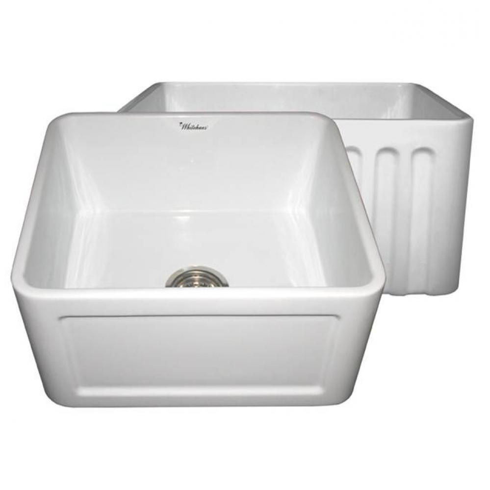 Farmhaus Fireclay Reversible Sink with a Concave Front Apron on One Side and Fluted Front Apron on