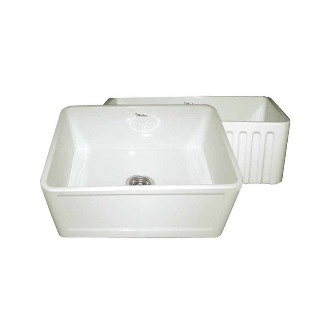 Farmhaus Fireclay Reversible Sink with a Concave Front Apron on One Side and Fluted Front Apron on