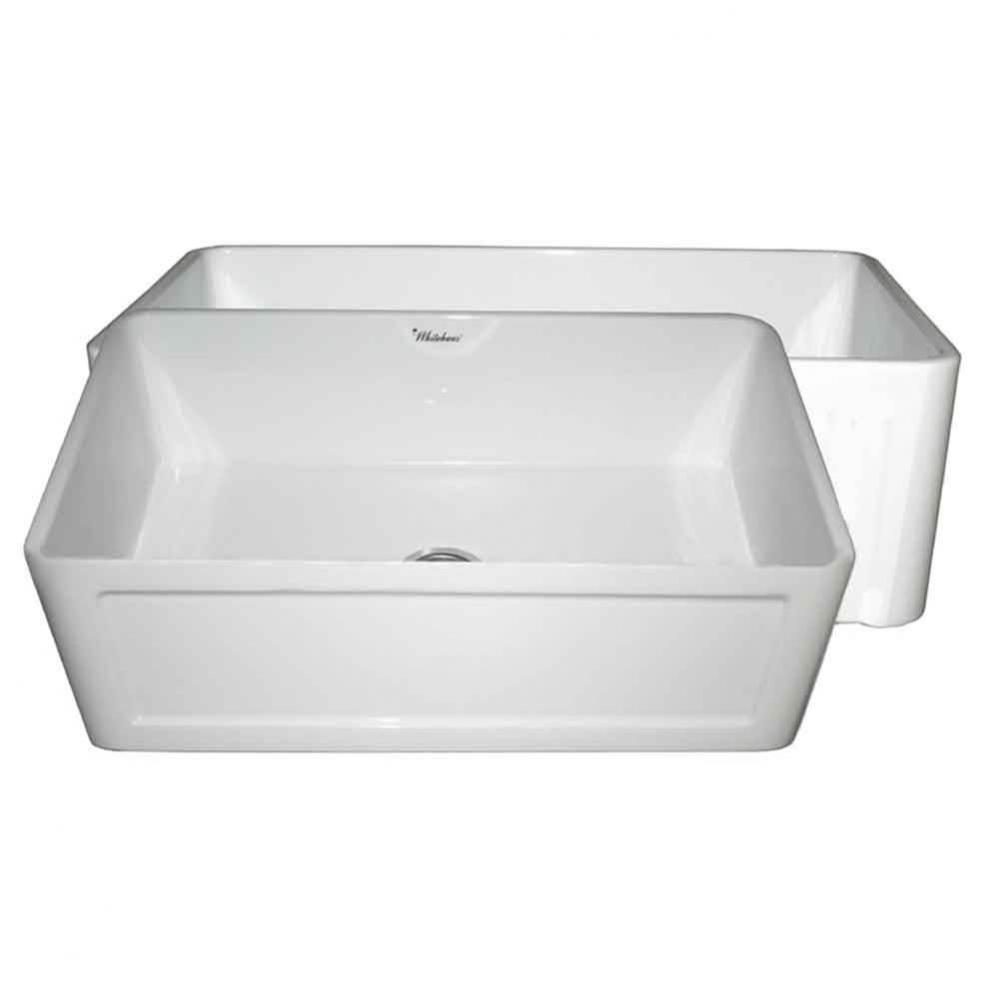 Farmhaus Fireclay Reversible Sink with a Concave Front Apron on One Side and Fluted Front Apron on