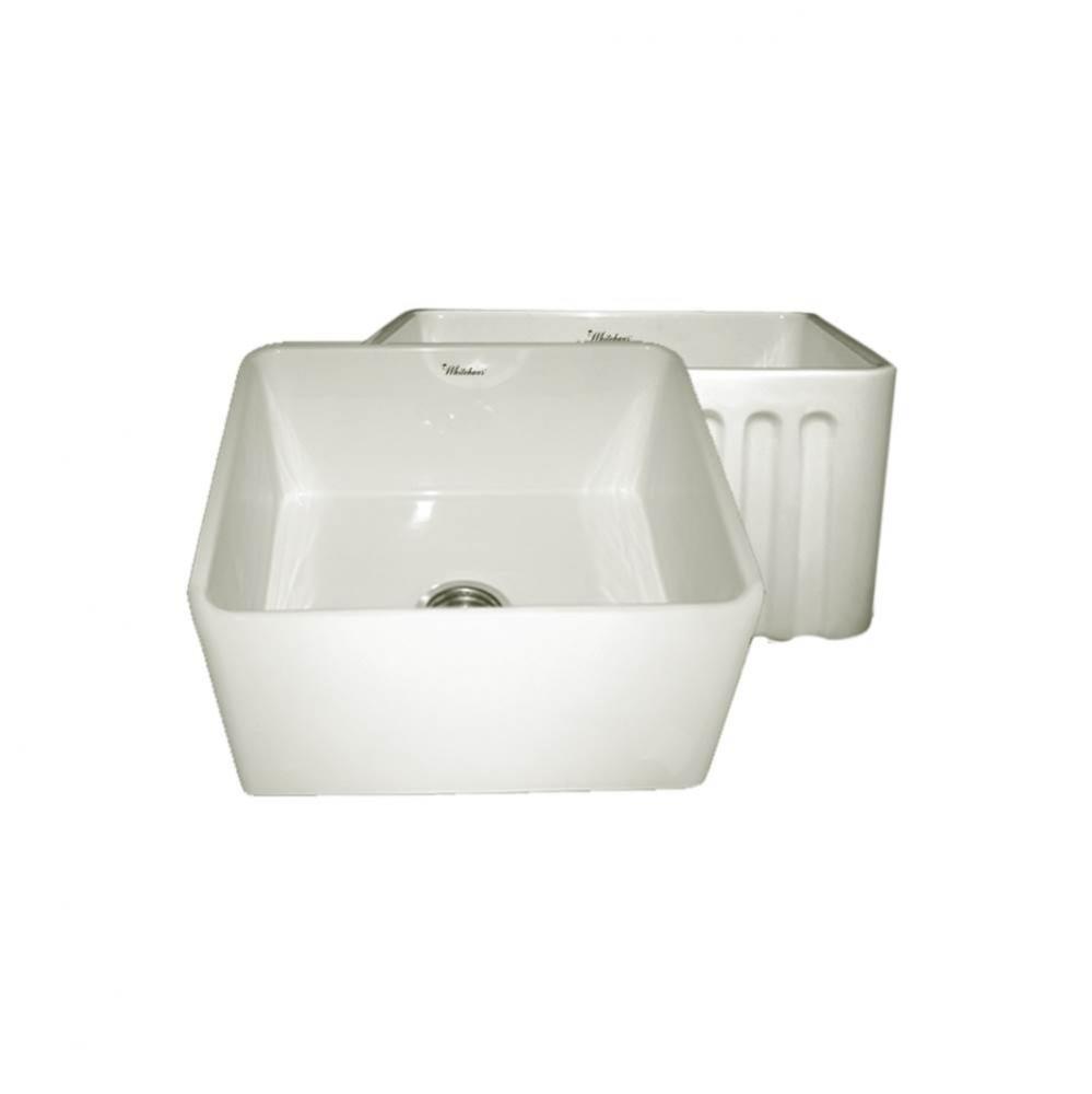 Farmhaus Fireclay Reversible Sink with Smooth Front Apron on One Side and Fluted Front Apron on th