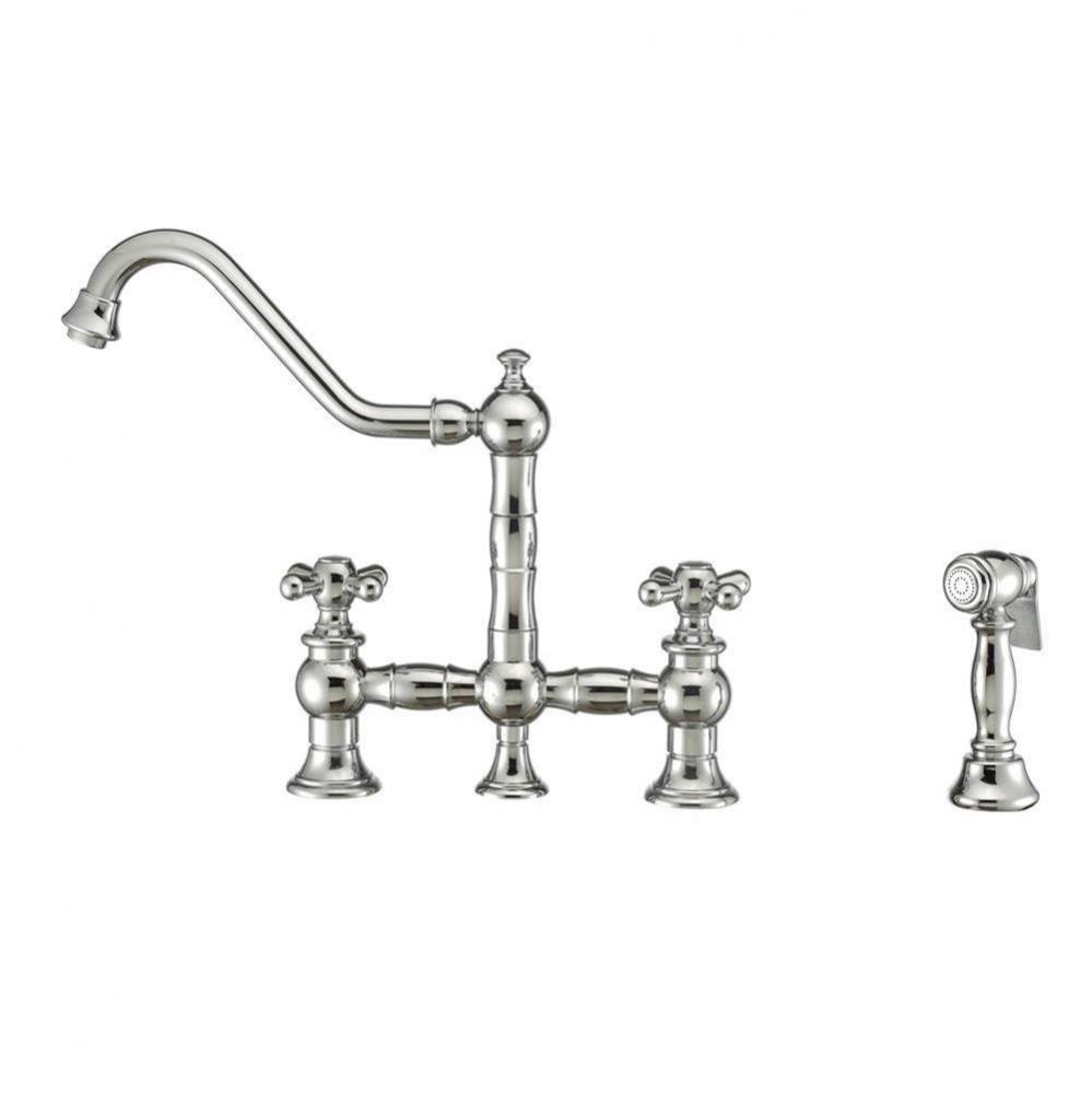 Vintage III Plus Bridge Faucet with Long Traditional Swivel Spout, Cross Handles and Solid Brass S