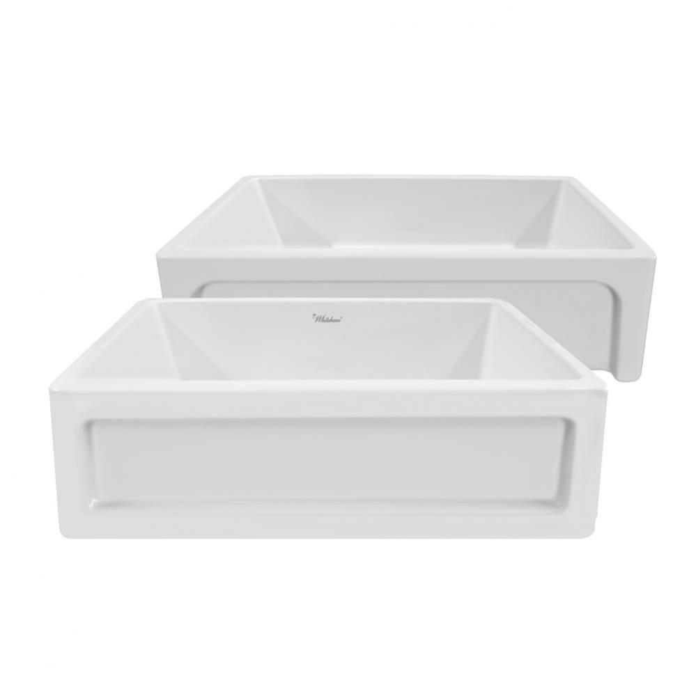 Shakerhaus 33'' Reversible Kitchen Fireclay Sink w/Shaker Design Front Apron on one Side