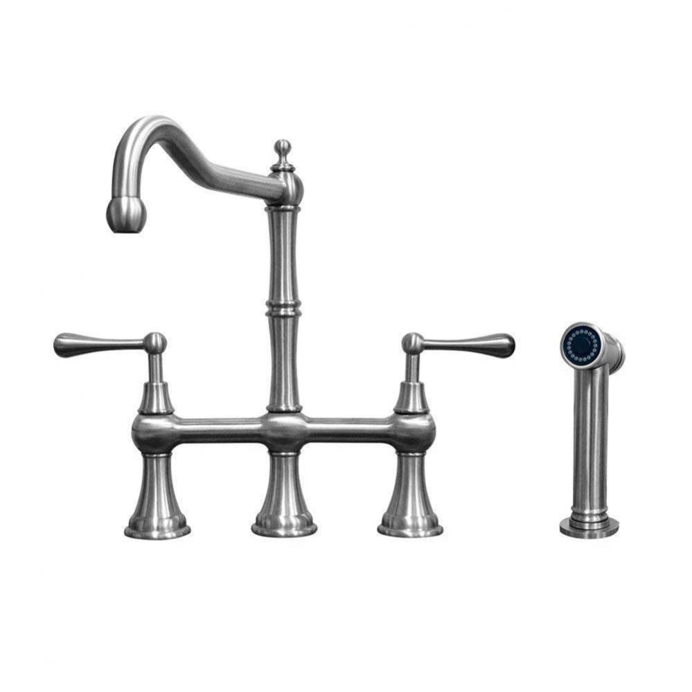 Waterhaus Lead-Free Solid Stainless Steel Bridge Faucet with a Traditional Spout, Lever Handles an