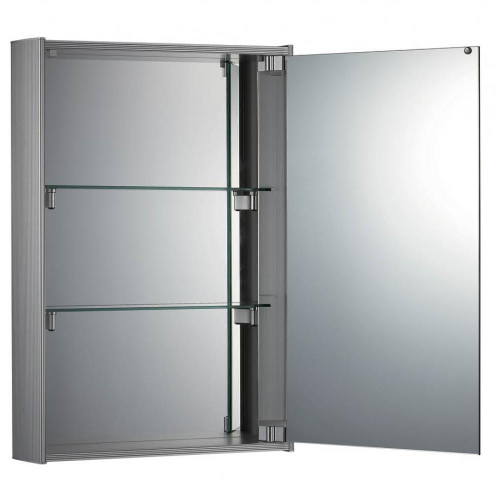 Medicinehaus Single Mirrored Door Surface Mount Anodized Aluminum Medicine Cabinet