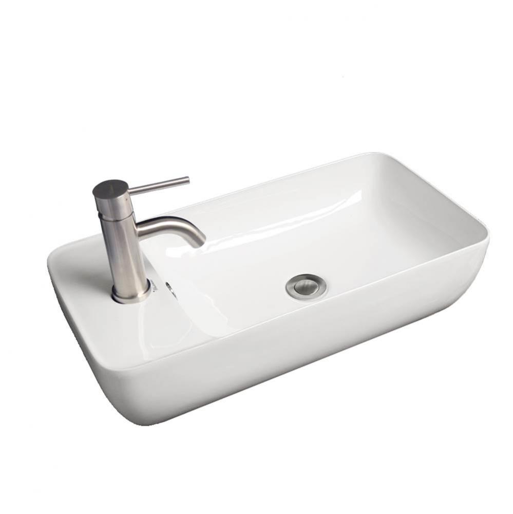 Isabella Collection Rectangular Above Mount Basin with Integrated Rectangular Bowl and a Center Dr