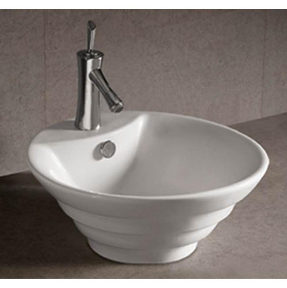 Isabella Collection Round Stepped Above Mount Basin with Overflow, Single Faucet Hole and Center D