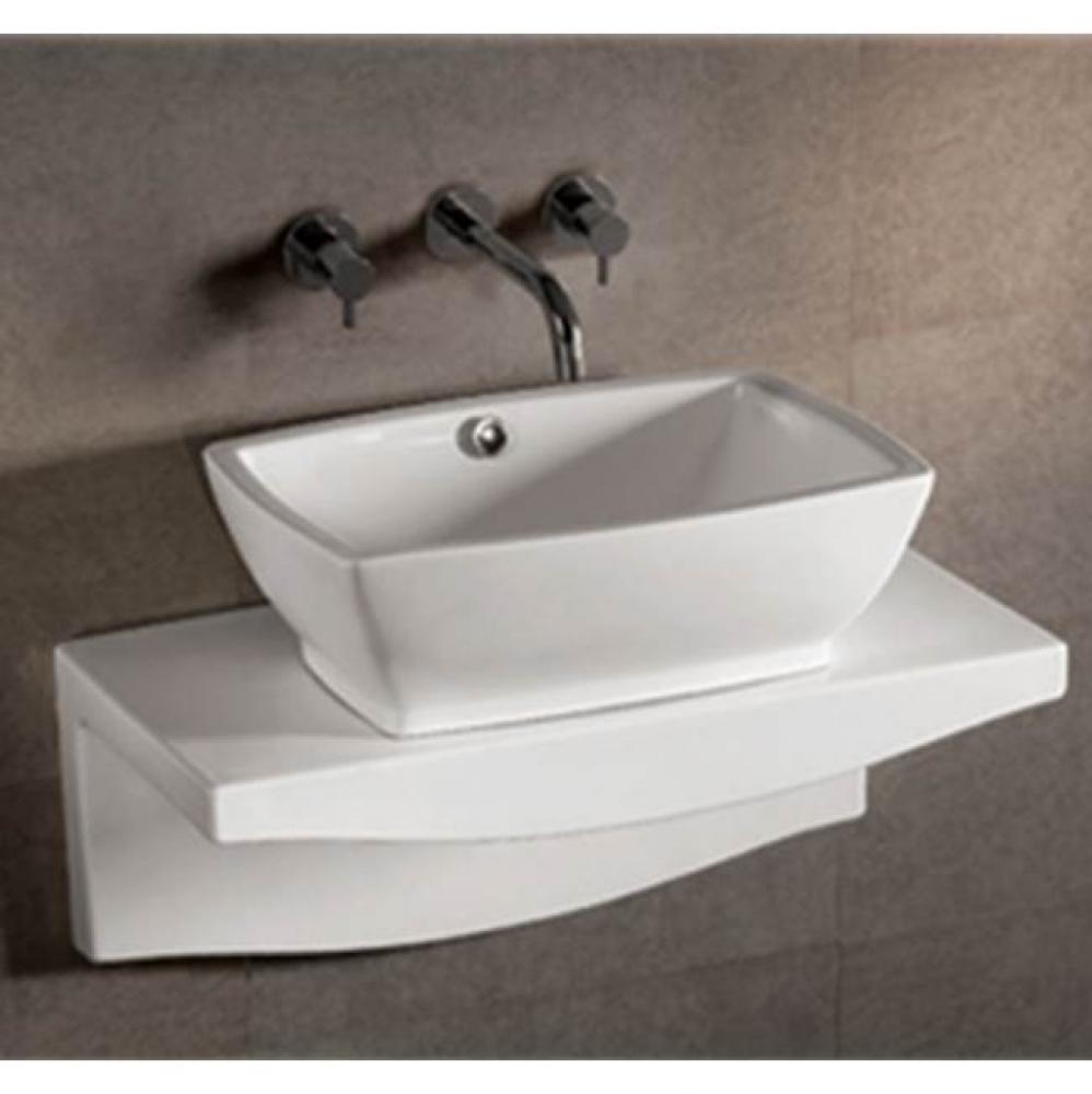 Isabella Collection Rectangular Above Mount Basin with Overflow, Center drain and Matching Wall Mo