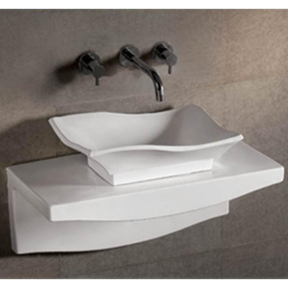 Isabella Collection Rectangular Above Mount Basin with Offset Center Drain and Matching Wall Mount