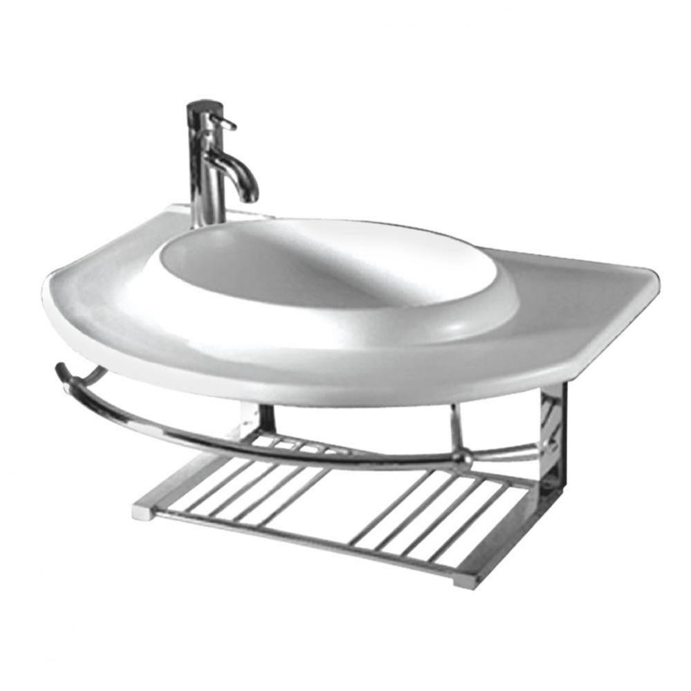 Isabella Collection Large Wall Mount Basin with Integrated Round Bowl, Single Faucet Hole and Cent