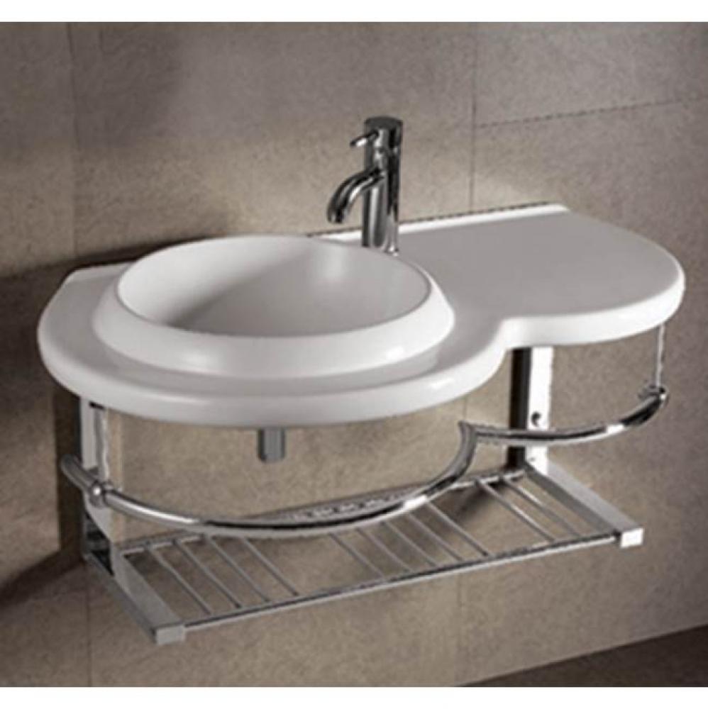 Isabella Collection Large Wall Mount Basin with Integrated Round Bowl, Single Faucet Hole and Cent